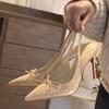 Bow Patent Leather Bag Head Sandals Women's 2025 New Thin Heel Pointed Light Mouth Nude Rear Empty High Heels Are Beautiful