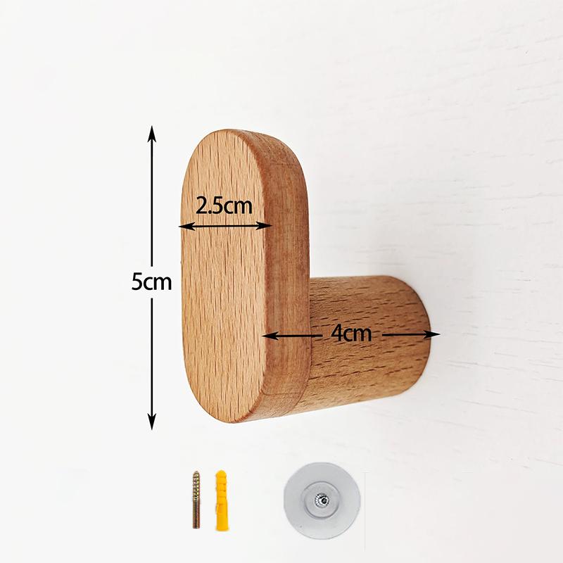 Nordic Wood Clothes Hanger Wall Mounted Coat Hook Decorative Key Holder Hat Scarf Handbag Storage Hanger Bathroom Rack Hook