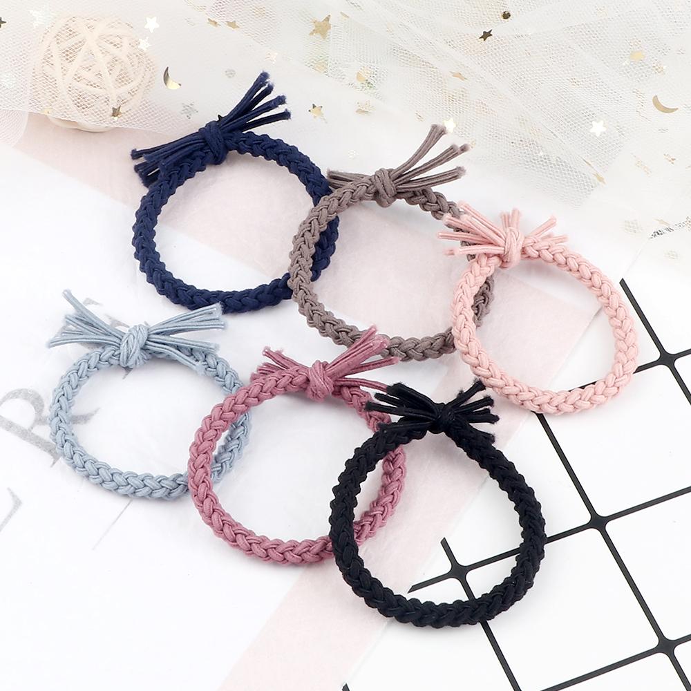 6pcs/set Solid Color Twist Rubber Band Basic Simple Elastic Headband For Thick Hair Girl Women Hair Accessories Scrunchie Holder