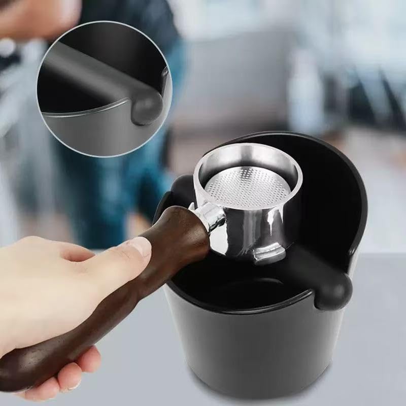 Lazysong Espresso Knock Box, Coffee Grounds Bucket, Coffee Knock Box, Shock-Absorbent, Removable, ABS Coffee Supplies, Black