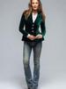 Versatile Velvet Blazer for Women, Retro Style Long Sleeve Outerwear Jacket with Pockets