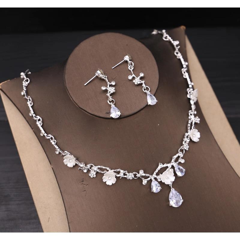 

Main Wedding Dress Crown Bridal Tiara Rhinestone Three piece Set Princess Birthday Crown High End Luxury Accessories