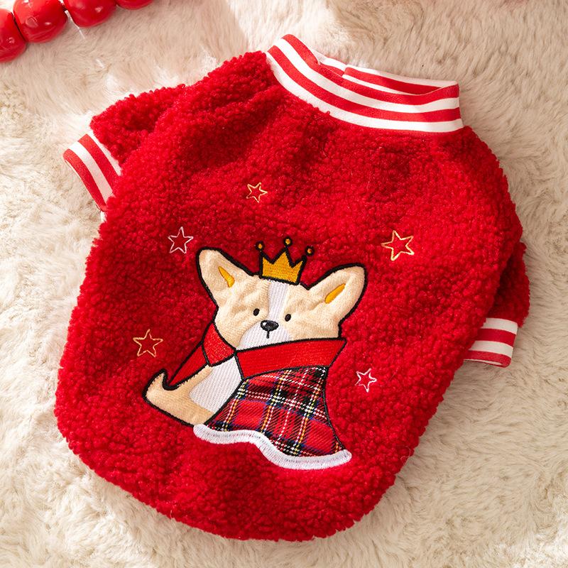 

Новогодняя одежда для собак шерстяные зерна праздничные новогодние поздравления двуногий корги такса специальный питомец новогодняя осень и зима питомец флис XXL (recommended weight 25-15 kg)