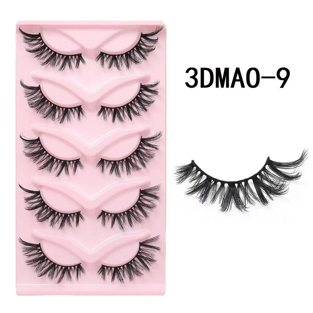 XF 5 Pairs Fox Eye Lashes 3D Silk Fluffy Faux Mink False Cat Eyelashes Custom Packaging Box with Private logo