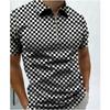 Men'S Polo Shirt Men'S Casual Short Sleeve Lapel T-Shirt 3D Printed Short Sleeve Zipper Polo