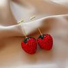 Red Strawberry Earrings for Women Retro Temperament 2025 Korean Fashion Drop Earring Light Luxury Girl Zircon Gifts