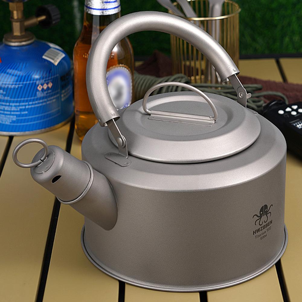 Outdoor Camping Titánová čajová kanvica Prenosná čajová kanvica Kávová kanvica Veľká kapacita 1200 ml