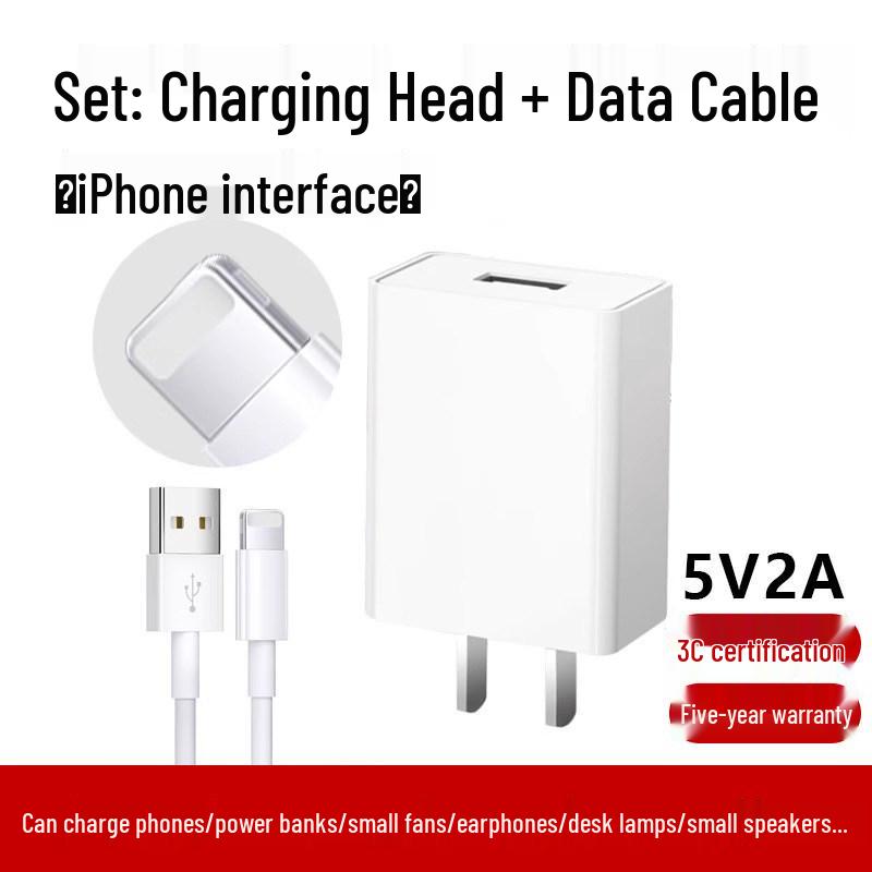 Universal Fast Charge 5V2A/5V1A USB Charger Head for Android & Type-C Devices