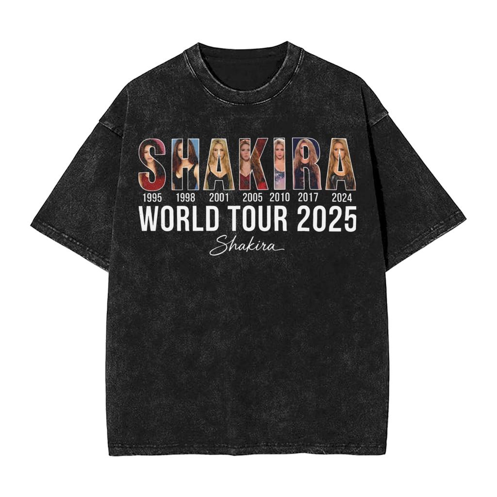 Gewaschene T-Shirts Sängerin Shakira Hip Hop Vintage T-Shirt Harajuku Streetwear 100% Baumwolle Sommer Oberteile T-Shirts für Damen