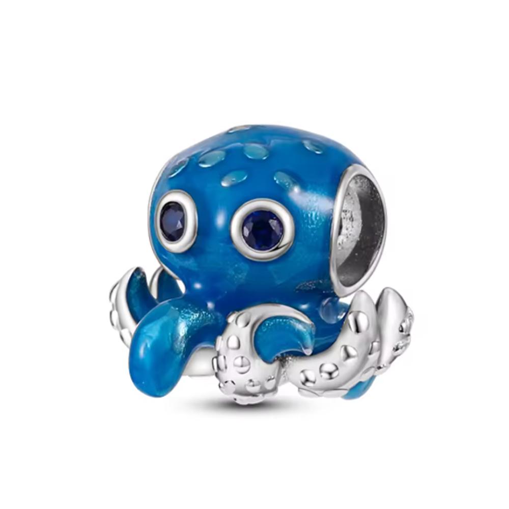 925 Silver Ocean Marine Life Charms Octopus Turtle Fish Whale Mermaid Seahorse Beads DIY Jewelry Making Supplies for Necklace Bracelet