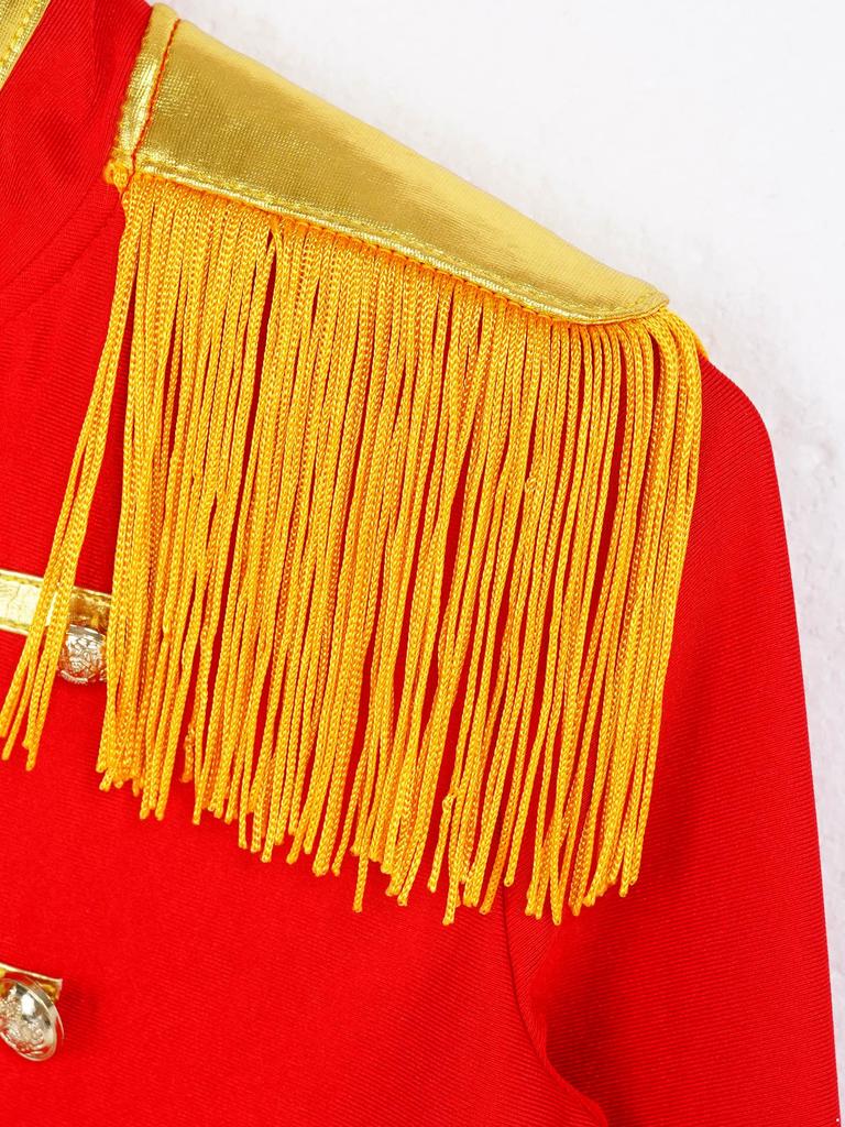 Girls Circus Ringmaster Costume Long Sleeve Front Zip Tassels Shoulder Coat Party Carnival Cosplay Performance Costume