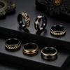 Schwarz Gold Titanstahl Mode Ring - Trendiger Edelstahl Schmuck