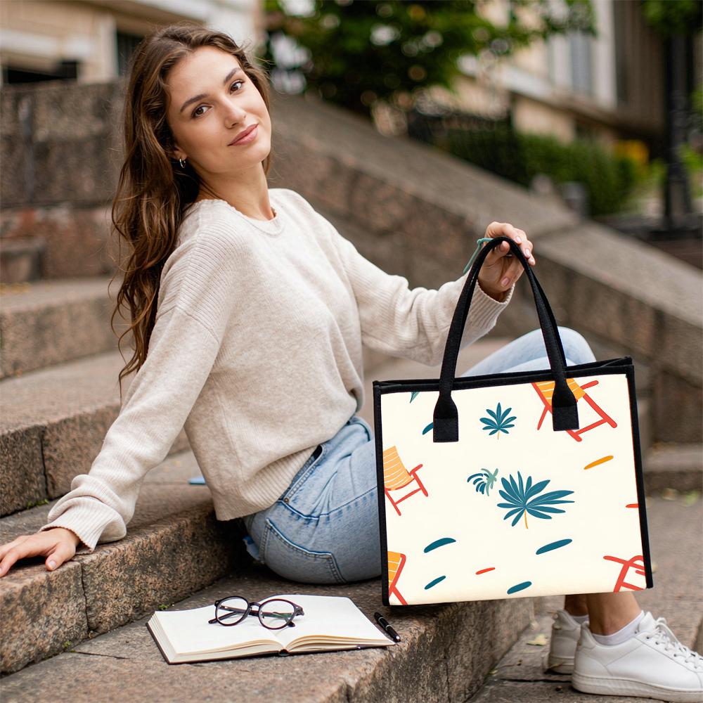 Summer Pattern Large Tote Bag Casual Daily Handbag Fashion Outdoor Shopping Bag