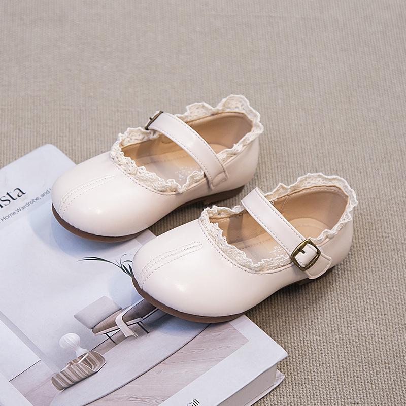[New Autumn Winter Girls Princess Shoes Soft Sole Anti Slip Casual Comfort Kids Leather Flats