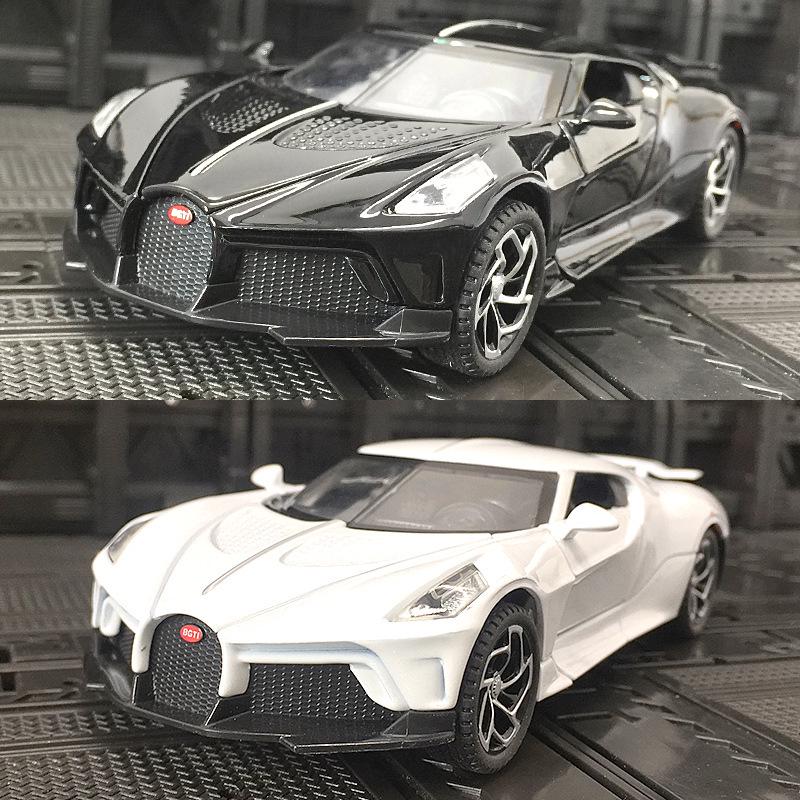 Haodi A3201 Black Night Bugatti Model with Sound & Light, Pull-Back Action, and 4 Opening Doors