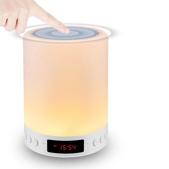 LED Light Wireless Bluetooth-compatible Speaker FM Radio Clock Mic Stereo Music Player