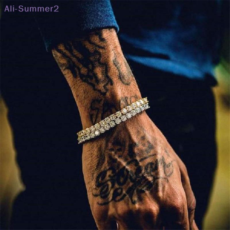 {Summer2} {Summer2} Hiphop Tennis Bracelet 3mm Cubic Zirconia Mens Crystal Link Chain On The Hand Streetwear Jewelry