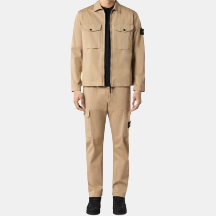 STONE ISLAND Solid Color Zip Collar Long Sleeve Jacket Men Jacket Khaki K1S1512001-28S0012-V0094
