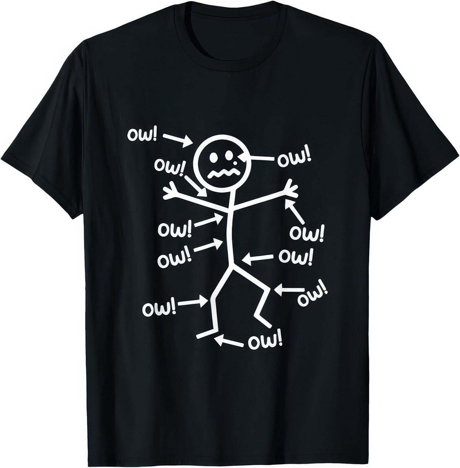 Ow Ow Ow Funny T shirt: Stick Figure Pain M
