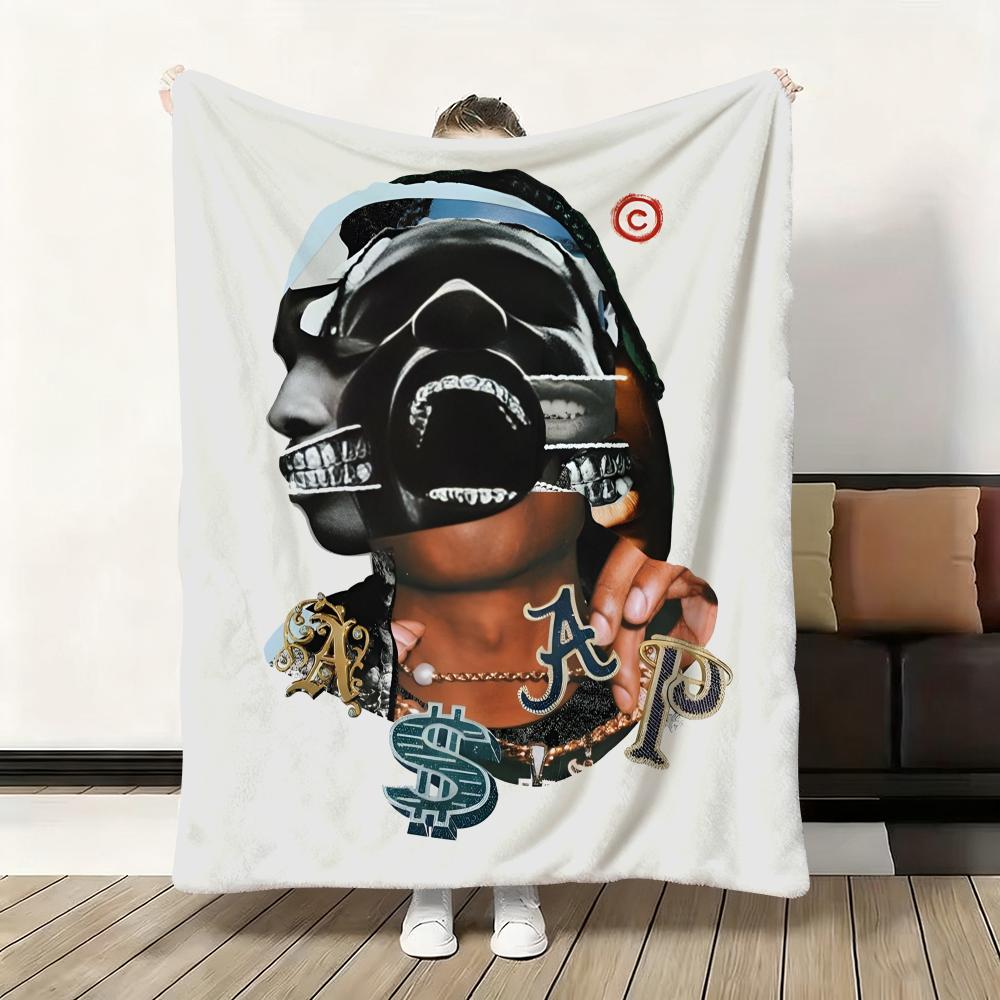 A$Aps R-Rocky A-Asap Throw Flannel Fluffy Soft Blanket Warm Skin-Friendly Throw For Sofa Bed Office Nap Winter