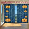 2D FLAT PRINTING 2pcs Curtains (Without Rod) Halloween Night with Spider and Pumpkins Easter Festival Creative Curtains