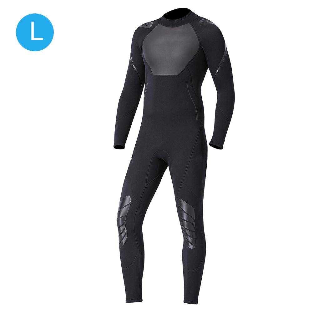 WS-19491 3mm Men Women One Piece Neoprene Nylon   Sleeve Wetsuit Swim Diving Suit(Man Black M)