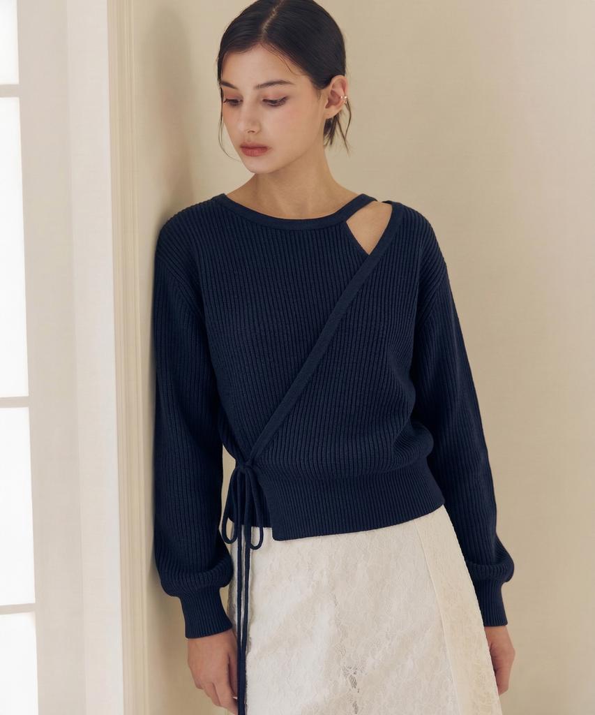 ZEROSTREET [3 Colors] Line Cut-Out Knit