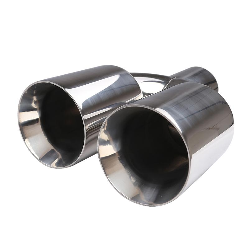 Dual Exhaust Tips Muffler Tail Pipe 63mm Inlet 89mm Outlet Polished Stainless Steel Weld-On Tips Universal Fit for Cars & Trucks