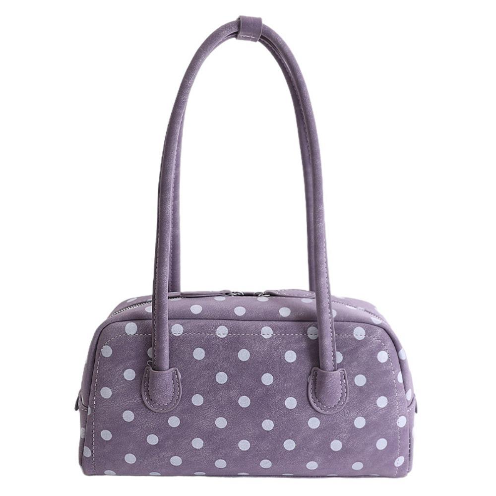 

Sweet Polka Dot Bowling Bag PU Leather Square Shoulder Bag Elegant PU Boston Bag Outdoor фиолетовый