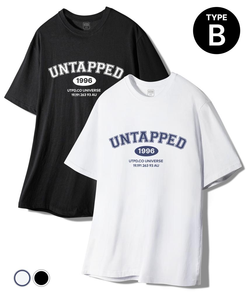 UNTAPPED STUDIO [2Set] 5 Types Summer Signature Graphic Logo Oversized Short Sleeve T-Shirt (Type B)