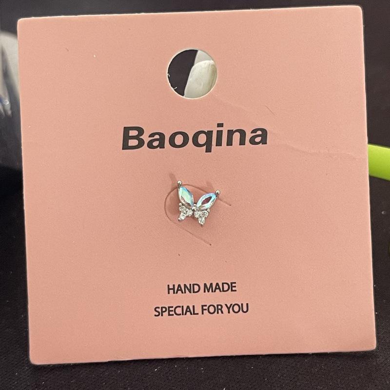 Pink Card Baoqina Flat Threaded Cartilage Stud: Trendy Cross-border Hot-Selling Piercing Jewelry