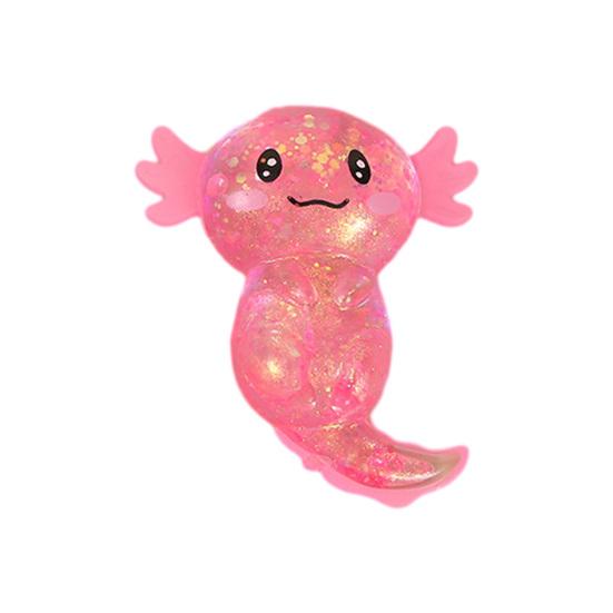 Glitzernder Axolotl Langsam Aufgehendes Knetspielzeug Weiches TPR Fidget zur Stressbewältigung Niedliches Salamanderförmiges Dekompressions-Gadget für Kinder Erwachsene