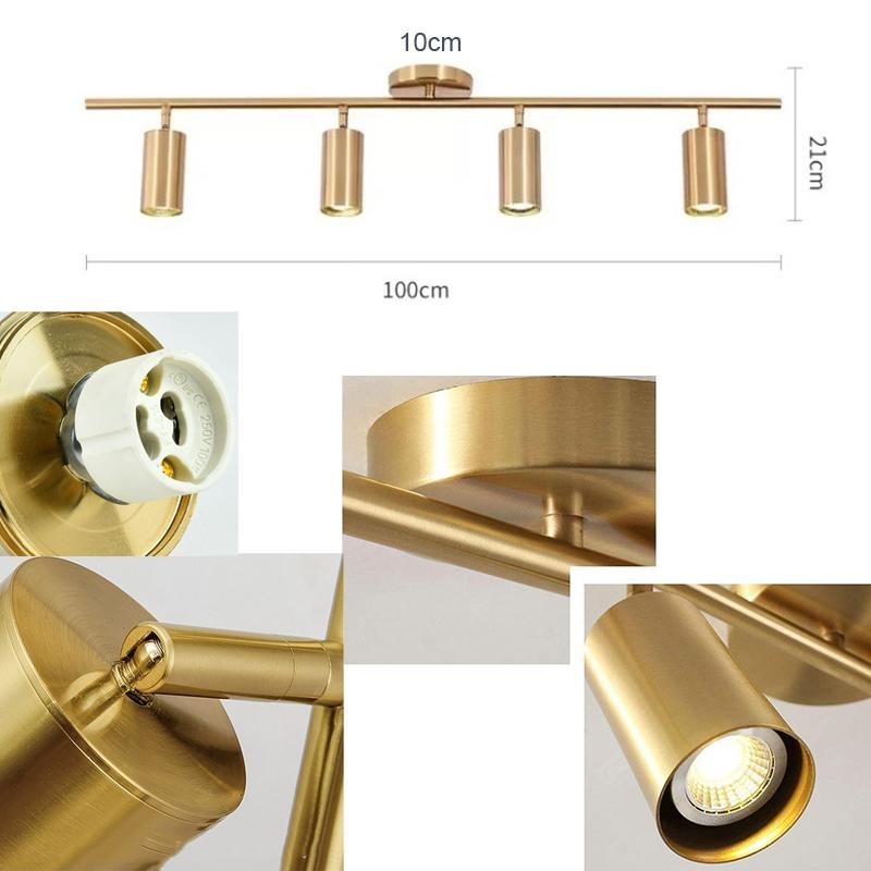 LED Track Light GU10 Ceiling Spot Light Fixture for Living Room Shop Kitchen Spotlight Track Lighting Rail Ceiling Lamp Gold