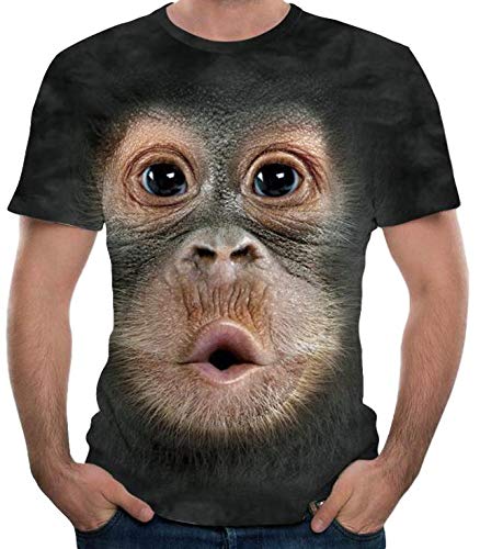 

Sleeping Sheep 3D Print Funny T-Shirt, Fake Design, Optical Illusion, Cosplay, Party, Disguise, Costume, Size M, Short Sleeve Tee (Monkey Print)