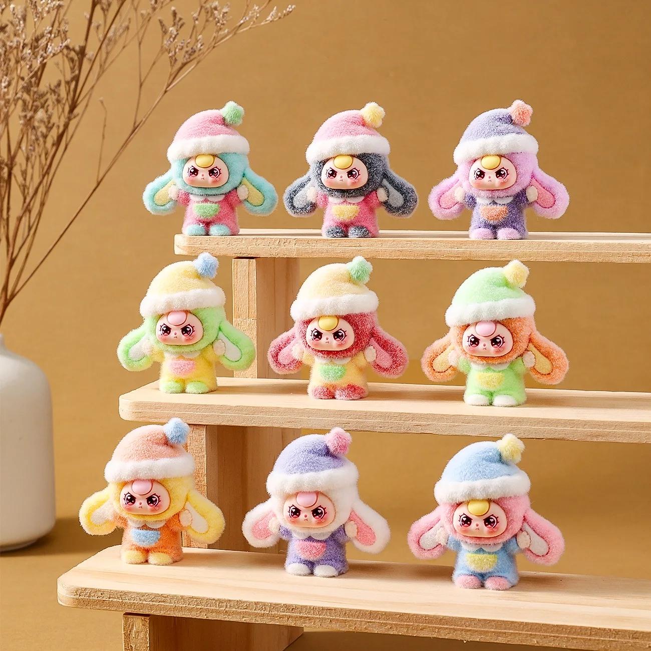 

9pcs/Set Mini Baby Three Figure Toy Rabbit Figurine Desktop Decoration Model Ornaments Toys Boys Girls Christmas Birthday Gifts