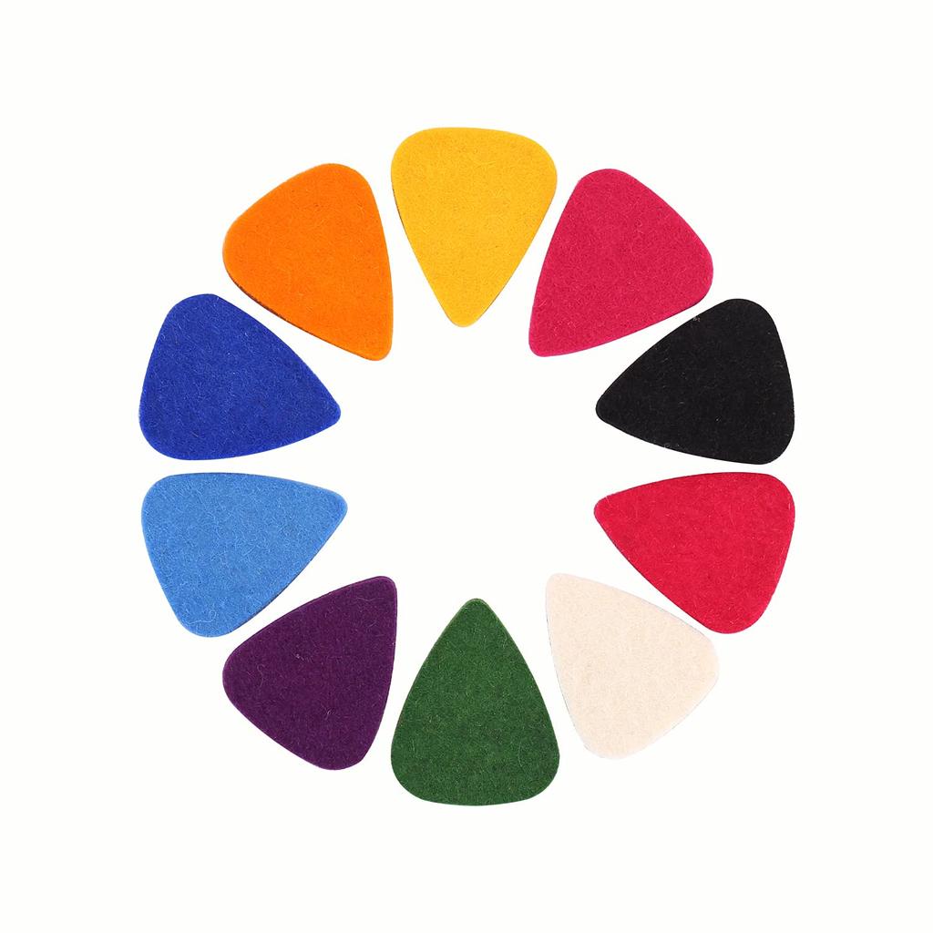 Heart Shaped Felt Ukulele Picks 10pcs Wool Felt Guitar Bass Picks With Pick Case Soft Tone for Nylon String Instruments Various Colors