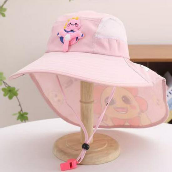 Kids' Mesh Sun Hat with Wide Brim & Shawl for Boys and Girls