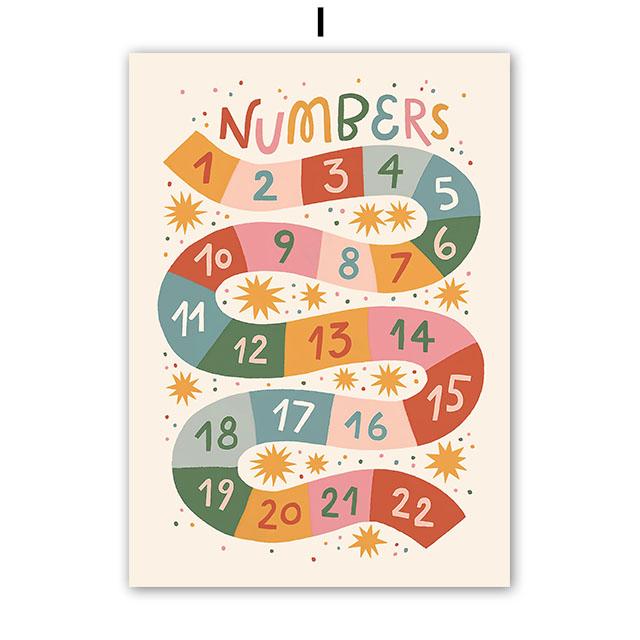 Colorful Bear Rabbit Cat Mouse Flower Leaf Abstract Animal Posters Prints Wall Art Canvas Painting Pictures Baby Kids Room Decor