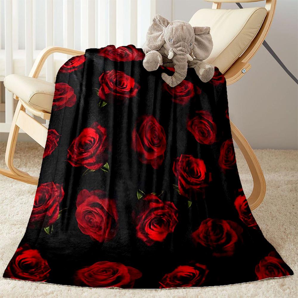 Stained Glass Rose Flannel Blanket,Lightweight,Office Blanket,Sofa Blanket,Comfortable Blanket