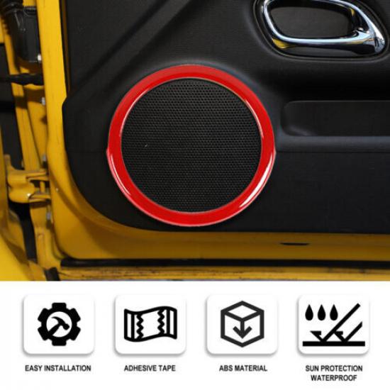 

Red Interior ide Door Speaker Ring Trim Cover for Chevrolet Camaro 2012-2015