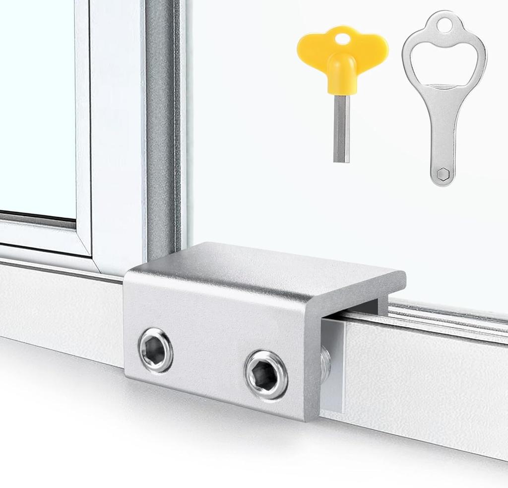 Fechaduras de Janela, Pacote com 4 Fechaduras de Janela de Correr com Chave para Janelas e Portas de Correr Verticais e Horizontais,Fácil de Instalar,Fechadura de Segurança Ajustável para Janela