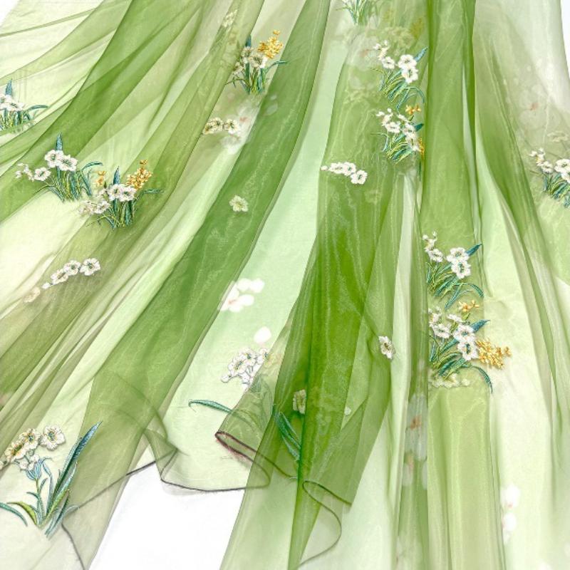 Hanfu Ancient Style Narcissus Embroidered Fabric DIY Sewing Skirt Children's Clothing Ladies Cheongsam Clothing Fabric