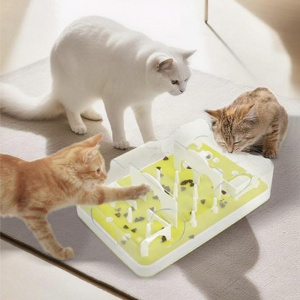 Adjustable Challenge Cats Feeding Maze Interactive Food Dispenser Toy With Nonslip Rubber Feet For Boredom Reduction