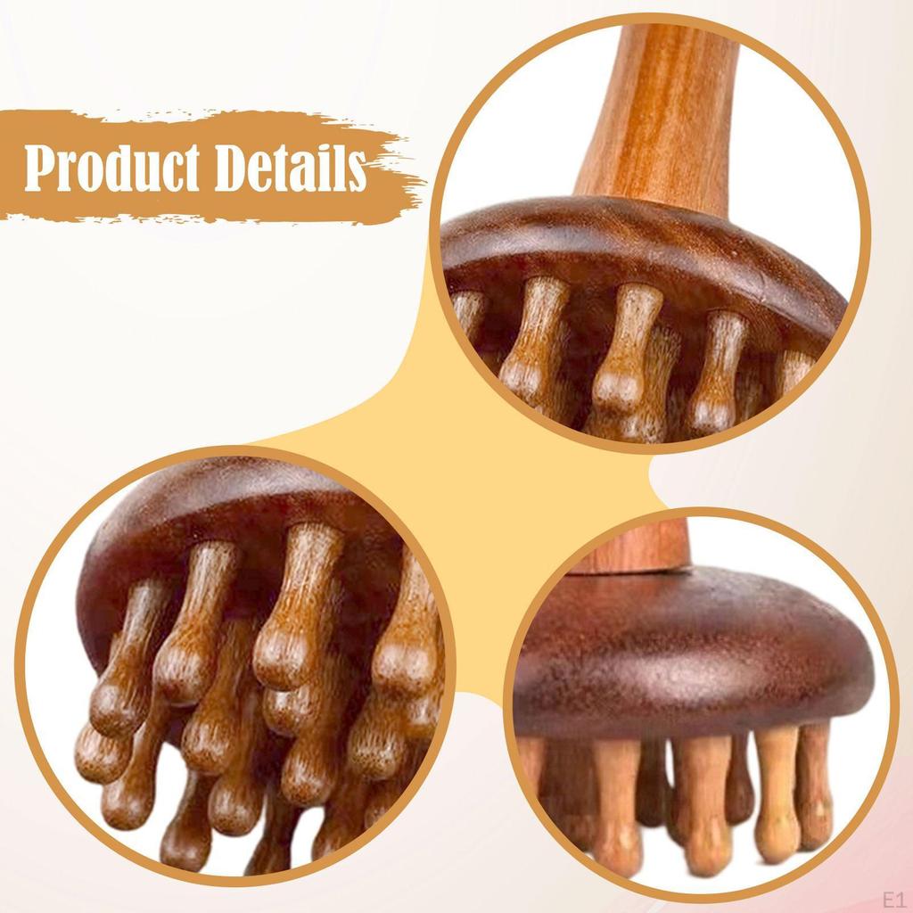 Wood Massage Body Brush Comfortable Handle Ergonomic Relaxation Compact Tool for