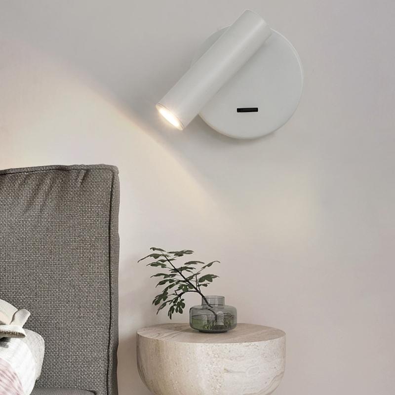 

3105 Bedroom Bedside Wall Lamp 350-Degree Rotatable Reading Light Spotlight with Switch,3W Warm Light Black
