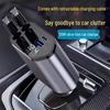 120W Super Fast Car Charger with Built-in Retractable Cable & 4-Port Cigarette Lighter Converter - Compatible with Apple & Huawei.