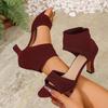 Europäische und amerikanische Zehenriemen-Temperament Vielseitige High Heels Bequeme Neue Schlanke Absätze Fischmaulsandalen für Damen