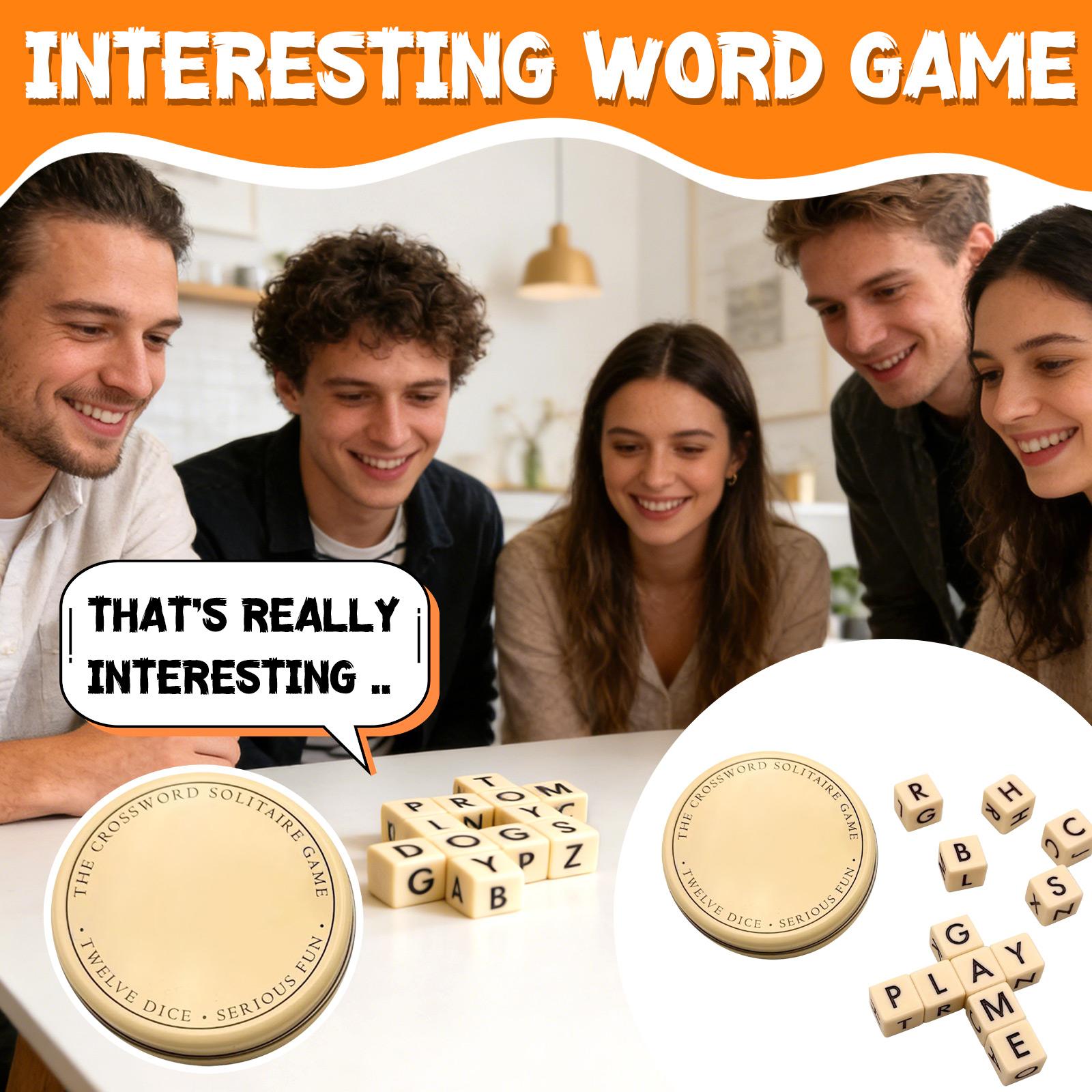 The Crossword Solitaire Game, 6 Sided Dice Crossword Game, Creative Game English Letter Dice One Size