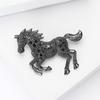 Vintage Rhinestone Horse Brooch Alloy Running Horse Lapel Pin Sweater Cardigan Coat Business Suit Decoration Men Women Clothing Accessories