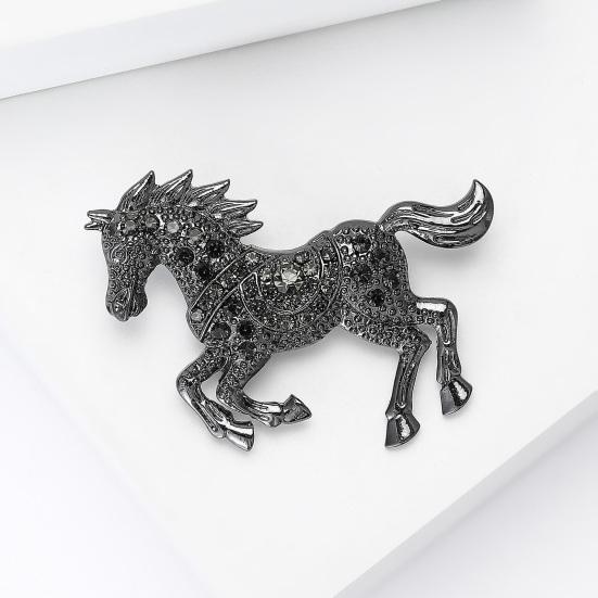 Vintage Rhinestone Horse Brooch Alloy Running Horse Lapel Pin Sweater Cardigan Coat Business Suit Decoration Men Women Clothing Accessories